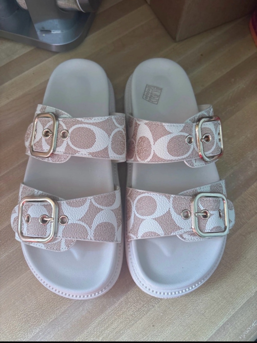 Comfortable Rubber Slide Sandals with Adjustable Buckles Size 38